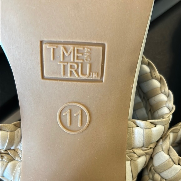 Time and Tru Women's Dual Strap Sandals - Tan and Cream - Picture 8 of 10